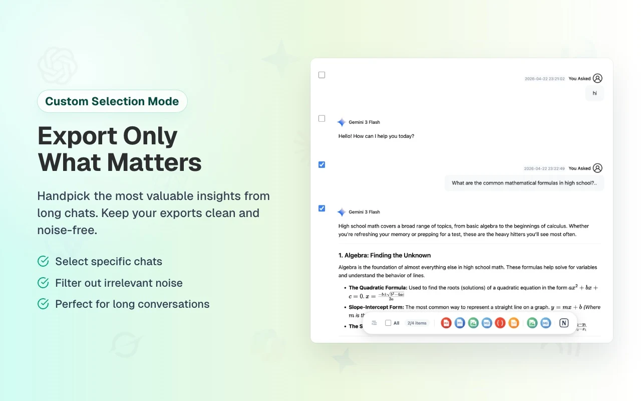 AI Exporter — screenshot 2 from its Chrome Web Store listing