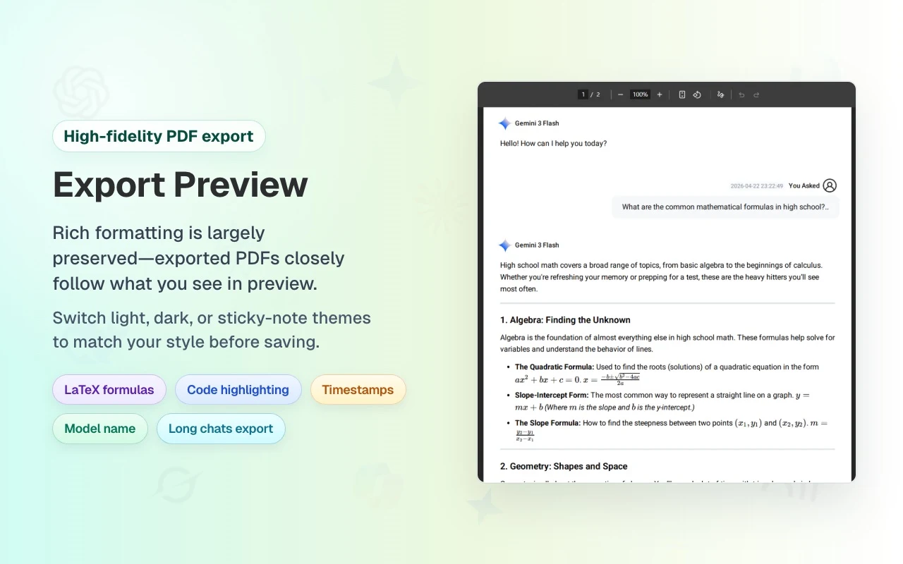 AI Exporter — screenshot 3 from its Chrome Web Store listing