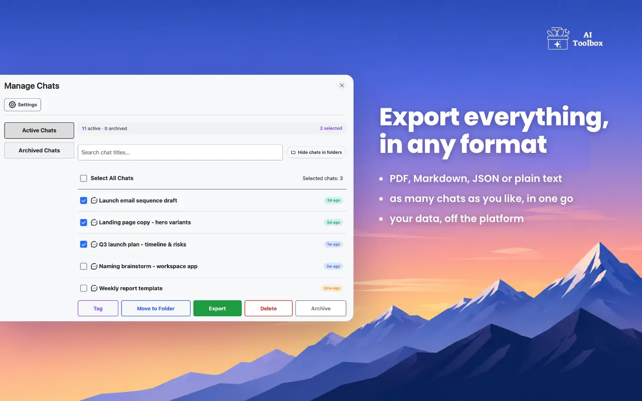 AI Toolbox — screenshot 3 from its Chrome Web Store listing