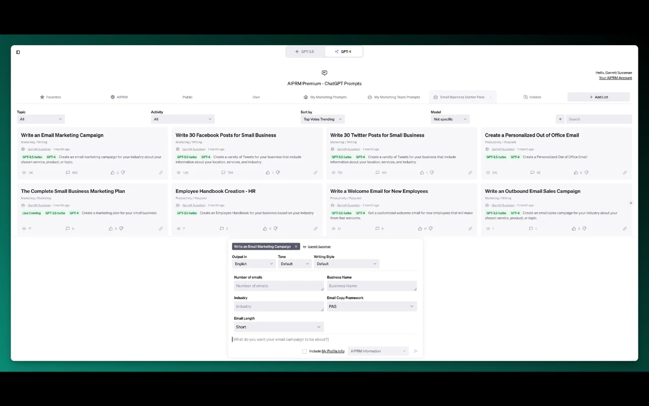 AIPRM — screenshot 5 from its Chrome Web Store listing